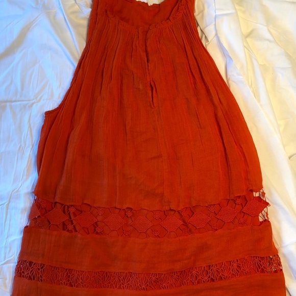 Free People Boho orange lace sleeveless tent dress - Picture 3 of 7